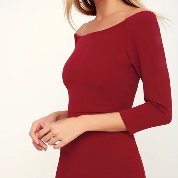 Lulus deep red long sleeve midi dress - Picture 2 of 10